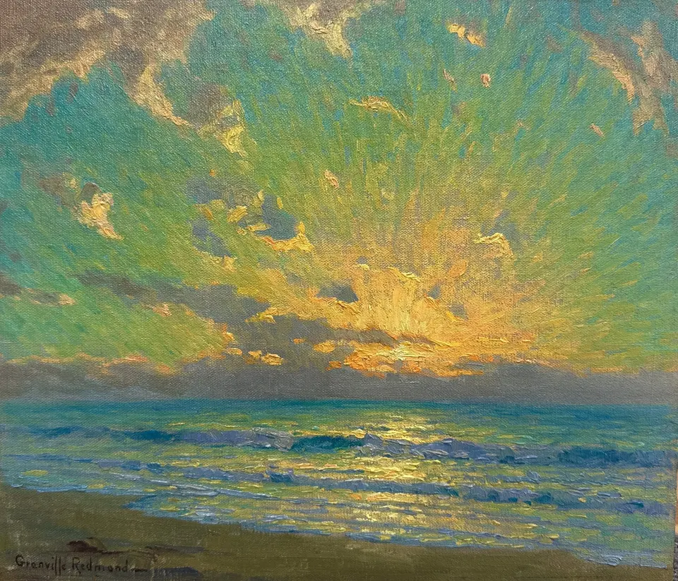 Granville Redmond, Sunset, oil on canvas