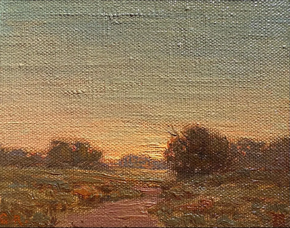 Granville Redmond, Sunset over the Horizon, oil on canvas